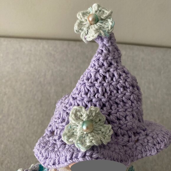 Handmade Crochet Purple Multicolour Fairy Witch Outfit for 17cm Doll 2-Piece Set - Picture 7 of 8